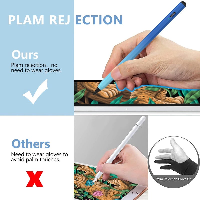 COO ​​​Stylus Pen for iPad 2018-2023 with Palm Rejection, Active Pencil for iPads 10th/9th/8th/7th/6th, for iPad Pro 11/12.9 inch, for iPad Air 5th/4th/3th Gen, for iPad mini 6th/5th Gen(Gradient Blue) - Image 5